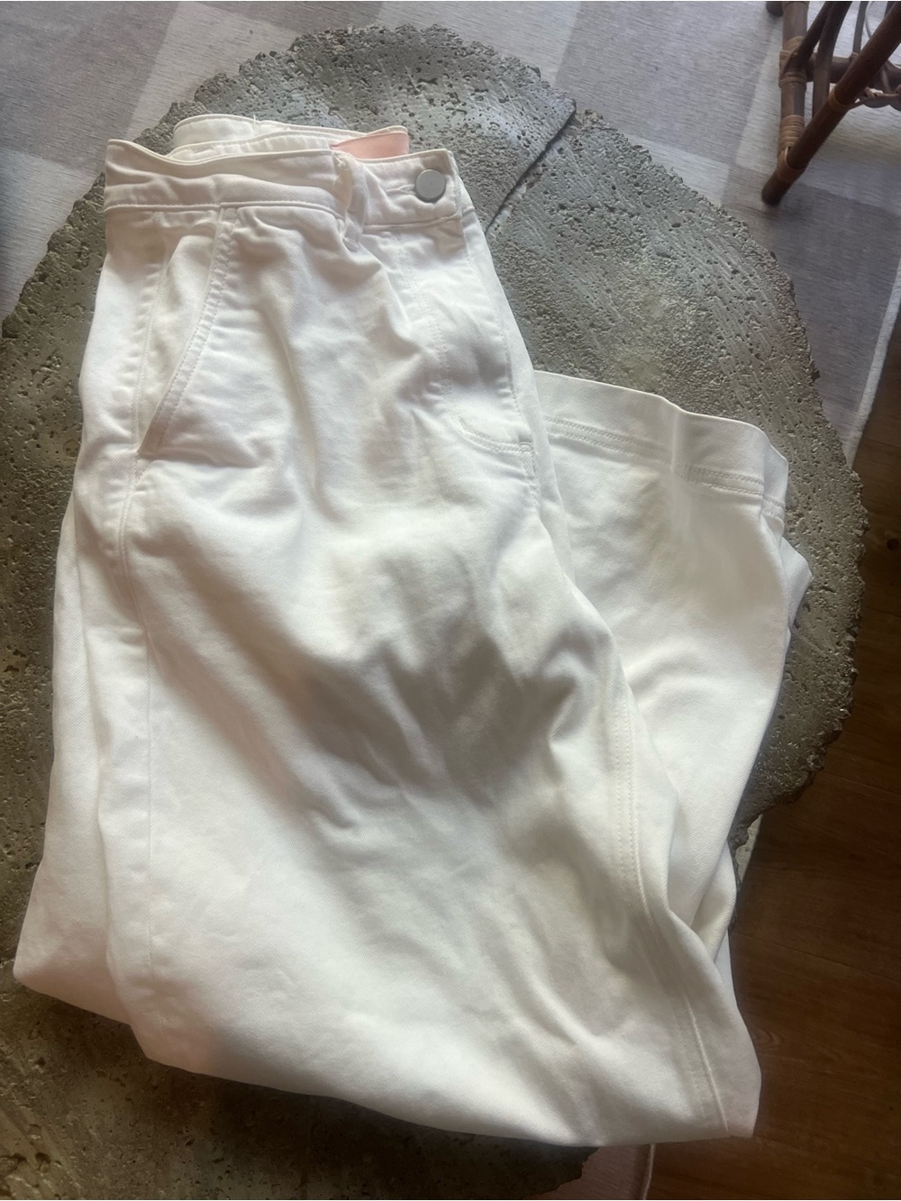 Everlane White wide leg crop jeans